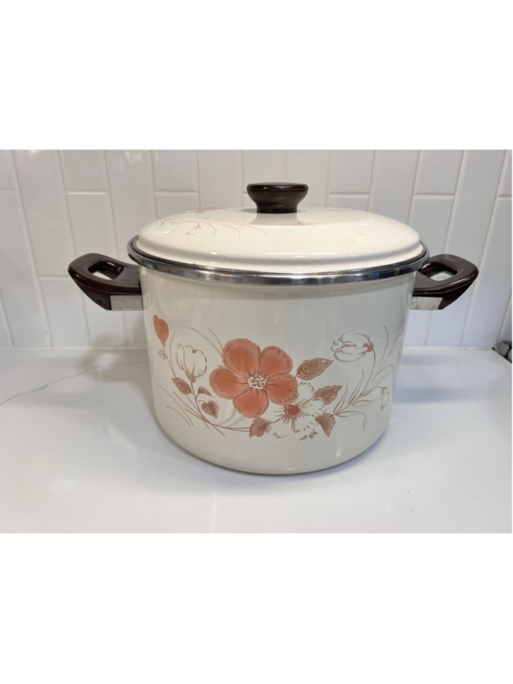 Vintage Enamel Cooking Pot Hearthside Water Colors Blush 2 Gallon